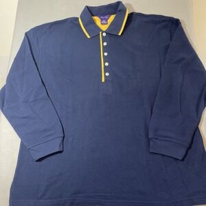 Hunt Club Men's Navy‎ Blue Yellow Long Sleeve Polo Size XL NOS